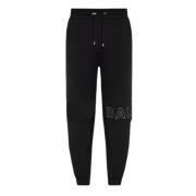 Zwarte Katoenen Joggingbroek Elastische Taille Balmain , Black , Heren