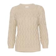 Veergrijs Melange Gebreide Trui Kaffe , Beige , Dames