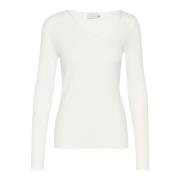 Asymmetrische Hals Lange Mouw T-Shirt Kaffe , White , Dames