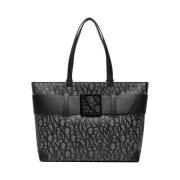 Zwarte Shopper Tas met Minimaal Logo Armani Exchange , Black , Dames