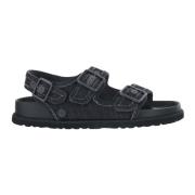 Donkere Wassing Denim Sandalen Birkenstock , Black , Heren