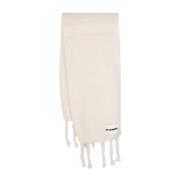 Chunky-gebreide Franje Sjaal Jil Sander , White , Dames