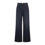 Blauwe Wide-leg Jeans Indigo Denim Alexander McQueen , Blue , Dames