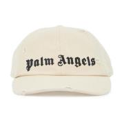 Logo Baseballpet in Distressed Stijl Palm Angels , Beige , Heren