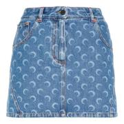 Blauwe Denim Rok met Zakken Marine Serre , Blue , Dames