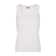 Wit Geribbeld Katoenen Hemdje Alexander McQueen , White , Dames