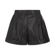 Zwarte Leren High-Waisted Shorts Alexander McQueen , Black , Dames