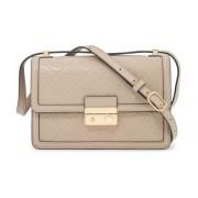 Monogram Leren Schoudertas Tory Burch , Beige , Dames