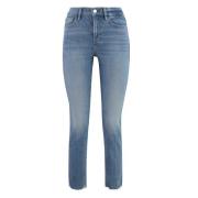 High Straight Jeans met Contraststiksels Frame , Blue , Dames