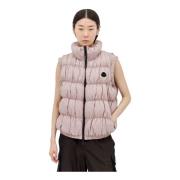 Gewatteerd vest met logopatch Moncler , Pink , Dames