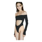 Cirkel Bodysuit met Front Cut-Out Mugler , Black , Dames