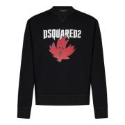 Horror Maple Leaf Sweatshirt Zwart Dsquared2 , Black , Heren