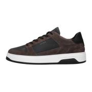 Zwarte Leren Lage Sneakers Nubikk , Brown , Heren