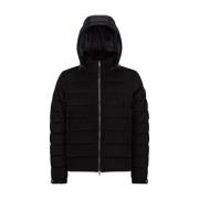 Corduroy Donsjas met Leren Afwerking Moncler , Black , Heren