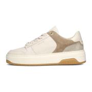 Beige en Grijs Suède Lage Sneakers Nubikk , White , Dames