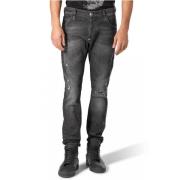 Zwarte Tapered Spijkerbroek Philipp Plein , Black , Heren