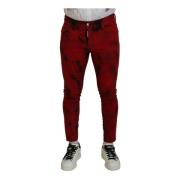 Rode Tie-Dye Skinny Denim Jeans Dsquared2 , Red , Heren