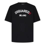 Zwart Loose-Fit T-shirt met Letterprint Dsquared2 , Black , Heren