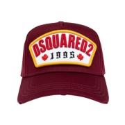 Bordeaux Gabardine Baseball Cap Dsquared2 , Red , Heren