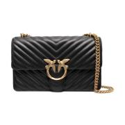 Zwarte Chevron-Quilted Love Tas Pinko , Black , Dames