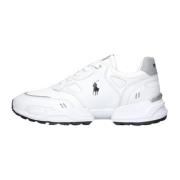 Witte Leren Lage Sneakers Ralph Lauren , White , Heren