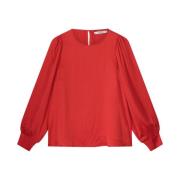 Zijdezachte Longsleeve Top Summum Woman , Red , Dames