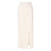 Lange Geruite Rok Elastische Taille Italië Akep , Beige , Dames