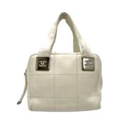 Pre-owned Leather handbags Chanel Vintage , White , Dames