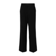 Zwarte wollen broek met elastische tailleband Msgm , Black , Dames