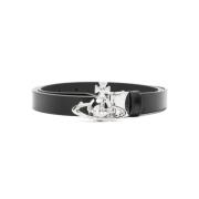 Zwart Leren Orb Plaque Riem Vivienne Westwood , Black , Dames