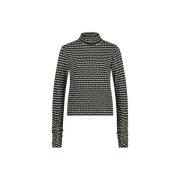 Zwart Turtleneck Top met Wit Bloemenprint Fabienne Chapot , Black , Da...