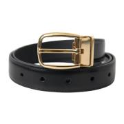 Zwarte Leren Riem met Gouden Gesp Dolce & Gabbana , Black , Dames