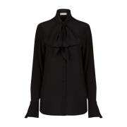 Zwarte Zijden Strik Kraag Blouse Nina Ricci , Black , Dames