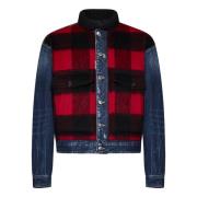 Blauwe Denim Worker Jacket met Tartan Inzet Dsquared2 , Multicolor , H...