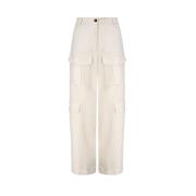 Utility Cargo Broek Ivoor Wet Look Pinko , Beige , Dames