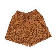 Burnt Orange Wijde Korte All Over Print HUF , Orange , Dames