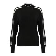 Sportieve Pullover met Strepen Kaffe , Black , Dames