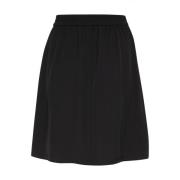 Zwarte Diepe Rok met Elastische Taille Kaffe , Black , Dames