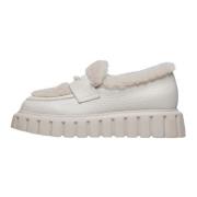 Suede and wool mocassins Grenelle MOK FUR Voile Blanche , White , Dame...