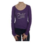 Blouse met Kristalversiering en U-hals Exte , Purple , Dames