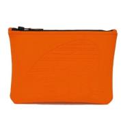 Pre-owned Fabric clutches Hermès Vintage , Orange , Unisex