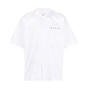 Gedrukt Logo Poplin Overhemd Marni , White , Heren