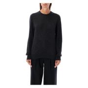 Kasjmier Zijde Crewneck Trui Carbon Grijs Saint Laurent , Black , Dame...