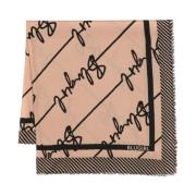 Monogram Patroon Gestreepte Sjaal Wrap Stijl Blugirl , Brown , Dames