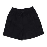 Hoge Taille Geweven Shorts Zwart/Wit Nike , Black , Dames