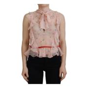 Roze Bloemen Zijden Ascot Kraag Top Dsquared2 , Pink , Dames