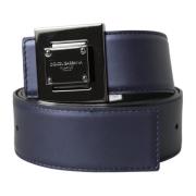 Blauwe Leren Riem met Vierkante Gesp Dolce & Gabbana , Blue , Dames