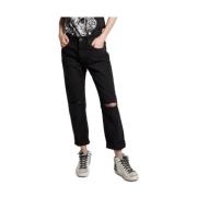 Zwarte katoenen jeans met uitgesneden knieën One Teaspoon , Black , Da...