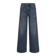 Vintage Wash Wide Leg Jeans Blauw MOS Mosh , Blue , Dames