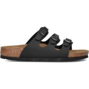 Zachte Foodbed Dames Slippers Zwart Leer Birkenstock , Black , Dames